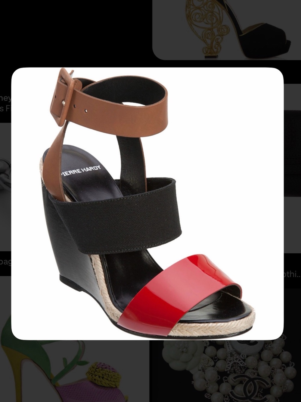 Pierre Hardy Red, Black & Tan Wedge Sandal